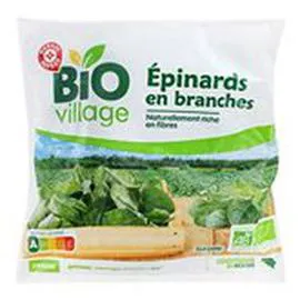 MARQUE REPÈRE, BIO VILLAGE Epinards en branches Bio 600g