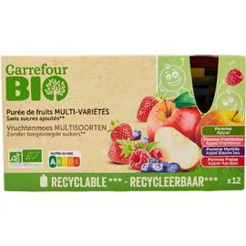 CARREFOUR BIO Compote bio s/sucres ajoutés 12x90g