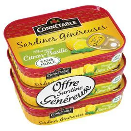 CONNÉTABLE Sardines citron-basilic s/huile 3x140g