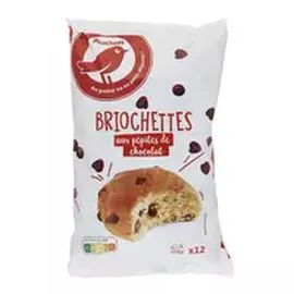 AUCHAN Briochettes aux pépites de chocolat noir en sachet individuel 500g