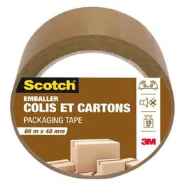 3M, SCOTCH Adhésif emballage PP havane 66mx48mm l'unité