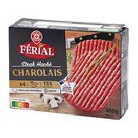 MARQUE REPÈRE, FÉRIAL Steack haché 15% MG 4x100g