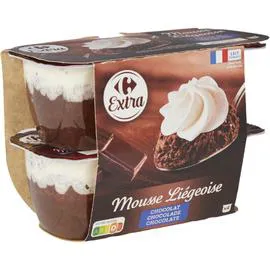 CARREFOUR Mousse liégeoise au chocolat 4x80g