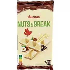 AUCHAN Nuts and Break gaufrettes fourrées de pâte à tartiner cacao et noisettes 105g
