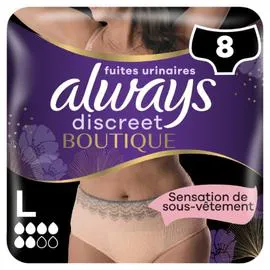 ALWAYS, DISCREET Culottes Fuites Urinaires Beige Taille L x8