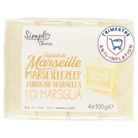 CARREFOUR SIMPL Savon de Marseille brut 4x100g