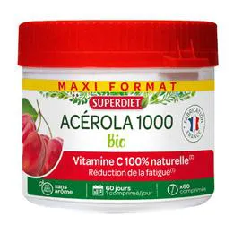 SUPER DIET Acérola 1000 Vitamine C Bio Comprimé à Croquer Boite x60 234g