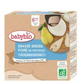 BABYBIO Gourde dessert brassé poire lait de brebis bio dès 6 mois 4x85g