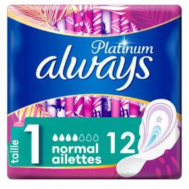 ALWAYS Serviette Hygiénique Avec Ailettes Platinium Normal Taille 1 x12