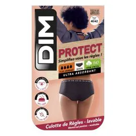 DIM Boxer menstruel femme noir flux abondant coton Bio T40/42 l'unité