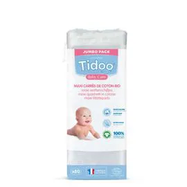 TIDOO CARE Maxi Carrés de Coton Bio x80 x80