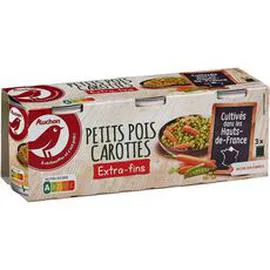 AUCHAN Petits pois carottes extra-fins 3x130g
