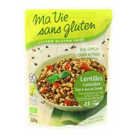 MA VIE SANS GLUTEN Repas Lentilles Soja & Duo riz Sarrasin Bio 220g