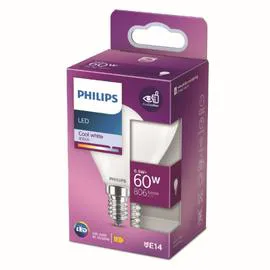 PHILIPS Ampoule LED E14 Sphérique Blanc-froid 60W x1 l'unité