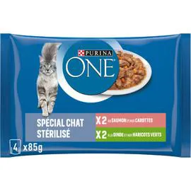 PURINA, ONE Pâtée pour chat spécial chat stérilisé 4x85g
