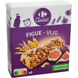CARREFOUR CLASSIC' Barres céréales figue 6x21g