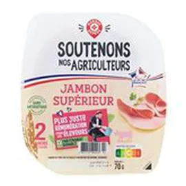 MARQUE REPÈRE, SOUTENONS NOS AGRICULTEURS Jambon supérieur 2 tranches 70g