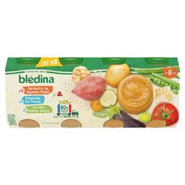 BLÉDINA Petit pot bébé dès 8 mois jardinière de légumes poulet, ratatouille riz poisson et carottes patates douces 8x200g