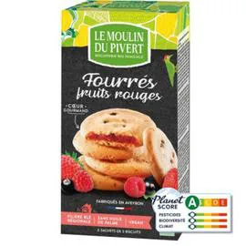 MOULIN DU PIVERT Biscuits Fourrés Fruits Rouges Bio 175g