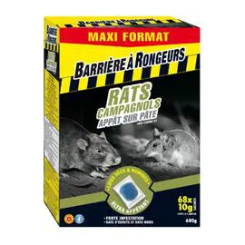 BARRONGEUR Anti rats et souris appât sur pâte maxi format BARRIERE A RONGEURS 68x10g