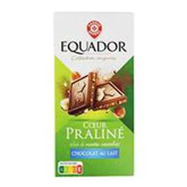 MARQUE REPÈRE, EQUADOR Chocolat au lait Coeur Praliné 150g