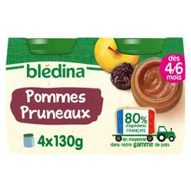 BLÉDINA Compote bébé dès 4-6 mois pommes pruneaux 4x130g
