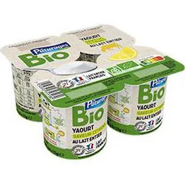 PÂTURAGES BIO Yaourt saveur citrons au lait entier BIO 4x125g