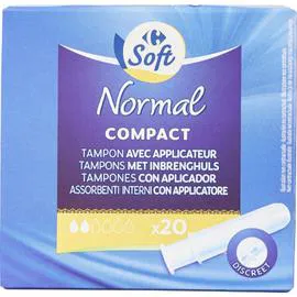 CARREFOUR SOFT Tampons Normal Compact avec applicateur x20