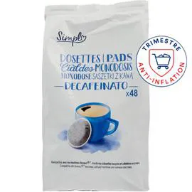 CARREFOUR SIMPL Café dosettes compatibles Senseo décaféinées x36 252g