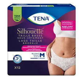 TENA Sous-vêtements Silhouette Plus Taille Basse Blanc M x12