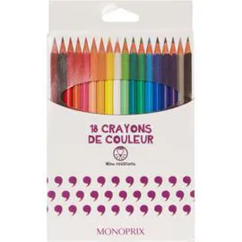 MONOPRIX MAISON 18 Crayons De Couleurs, 18Cm l'unité