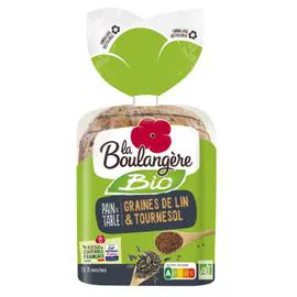 LA BOULANGÈRE Pain de table aux graines de lin et tournesol Bio 400g