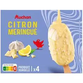 AUCHAN Bâtonnet glacé saveur citron meringué 400g