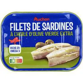 AUCHAN Filets de sardines à l'huile d'olive vierge extra 100g