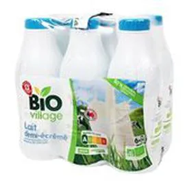 MARQUE REPÈRE, BIO VILLAGE Lait UHT Bio Demi-écrémé 6x1l