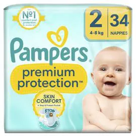PAMPERS Couches Bébé Premium Protection 4 - 8 kg Taille 2 x34