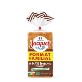 JACQUET Pain de mie Complet Sans Sucres Ajoutés 825g