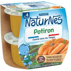 NESTLÉ, NATURNES Petit pot bébé dès 4/6 mois, potiron 2x130g