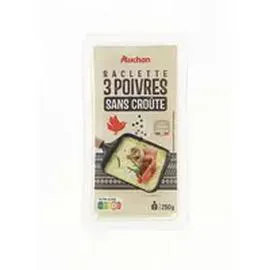 AUCHAN Raclette 3 poivres sans croûte 250g
