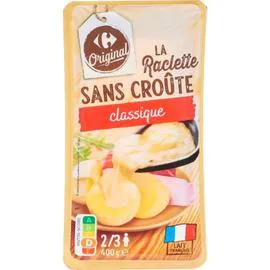 CARREFOUR ORIGINAL Fromage en Tranches à Raclette classique Sans Croûte 400g