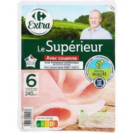 CARREFOUR EXTRA Jambon Le Supérieur avec couenne 240g