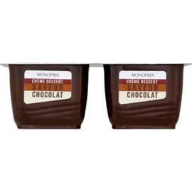 MONOPRIX Crème dessert saveur chocolat au lait entier 500g