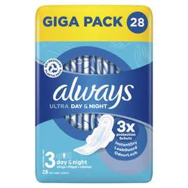 ALWAYS, ULTRA Serviette Hygiènique Taille 3 Day & Night x28