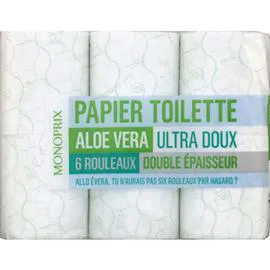MONOPRIX Papier toilette ultra doux double épaisseur aloe vera x6