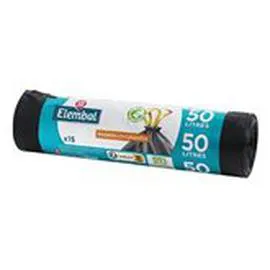 MARQUE REPÈRE, ELEMBAL Sacs poubelle 50L Poignées coulissantes x15