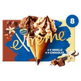 NESTLÉ, EXTRÊME Glace Cône Vanille chocolat x8 544g