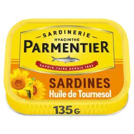 PARMENTIER Sardines à l'huile de tournesol 135g
