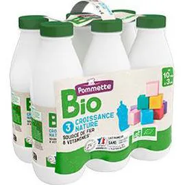 POMMETTE BIO Lait de suite liquide 3 nature BIO, de 10 mois à 3 ans 4x1,5l