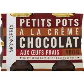 MONOPRIX Petits pots de crème chocolat 400g
