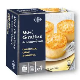 CARREFOUR Légumes cuisinés mini gratin choux-fleurs 4x120g